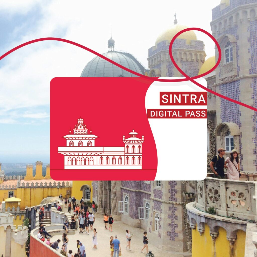 Sintra Digital Pass graphic overlay on the Pena Palace, Sintra, Portugal. Text: Sintra Digital Pass.